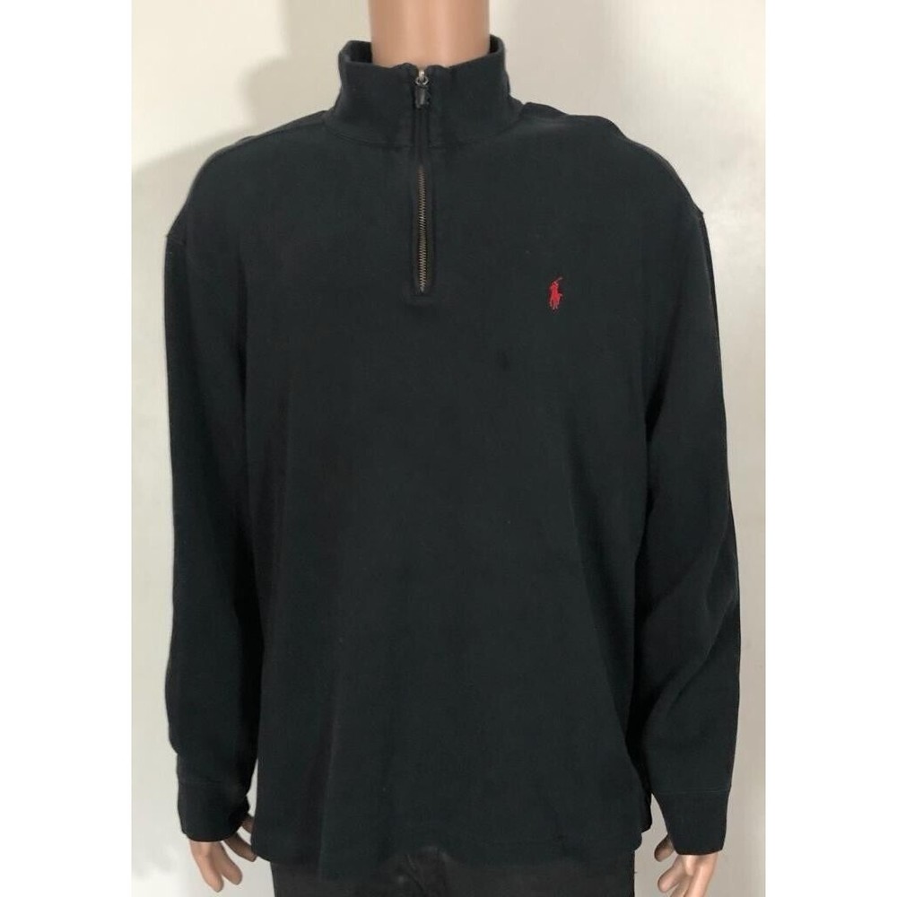 Polo Ralph Lauren Mens French Rib 1/4 Zip Sweatshirt Pullover  Black Size XL